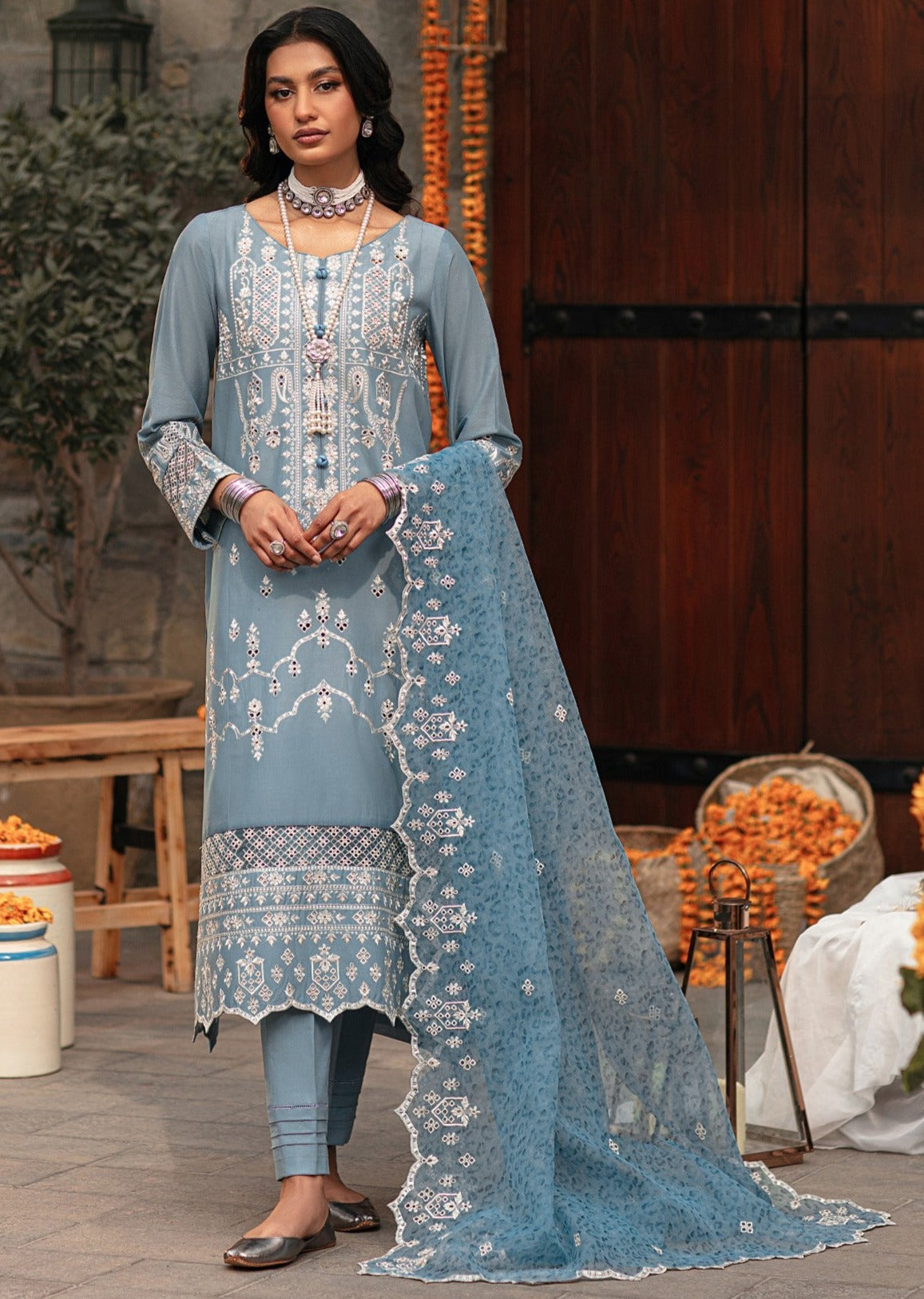 CM-07  3PC EMBROIDERED LAWN  STITCHED I UNSTITCHED