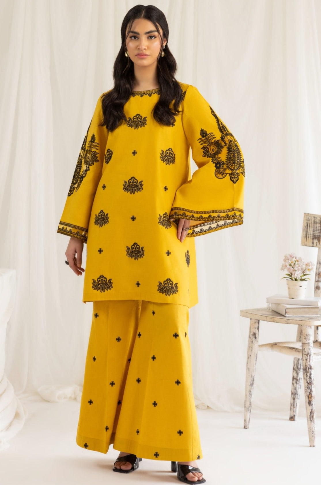 LEM-13 2PC EMBROIDERED LAWN STITCHED