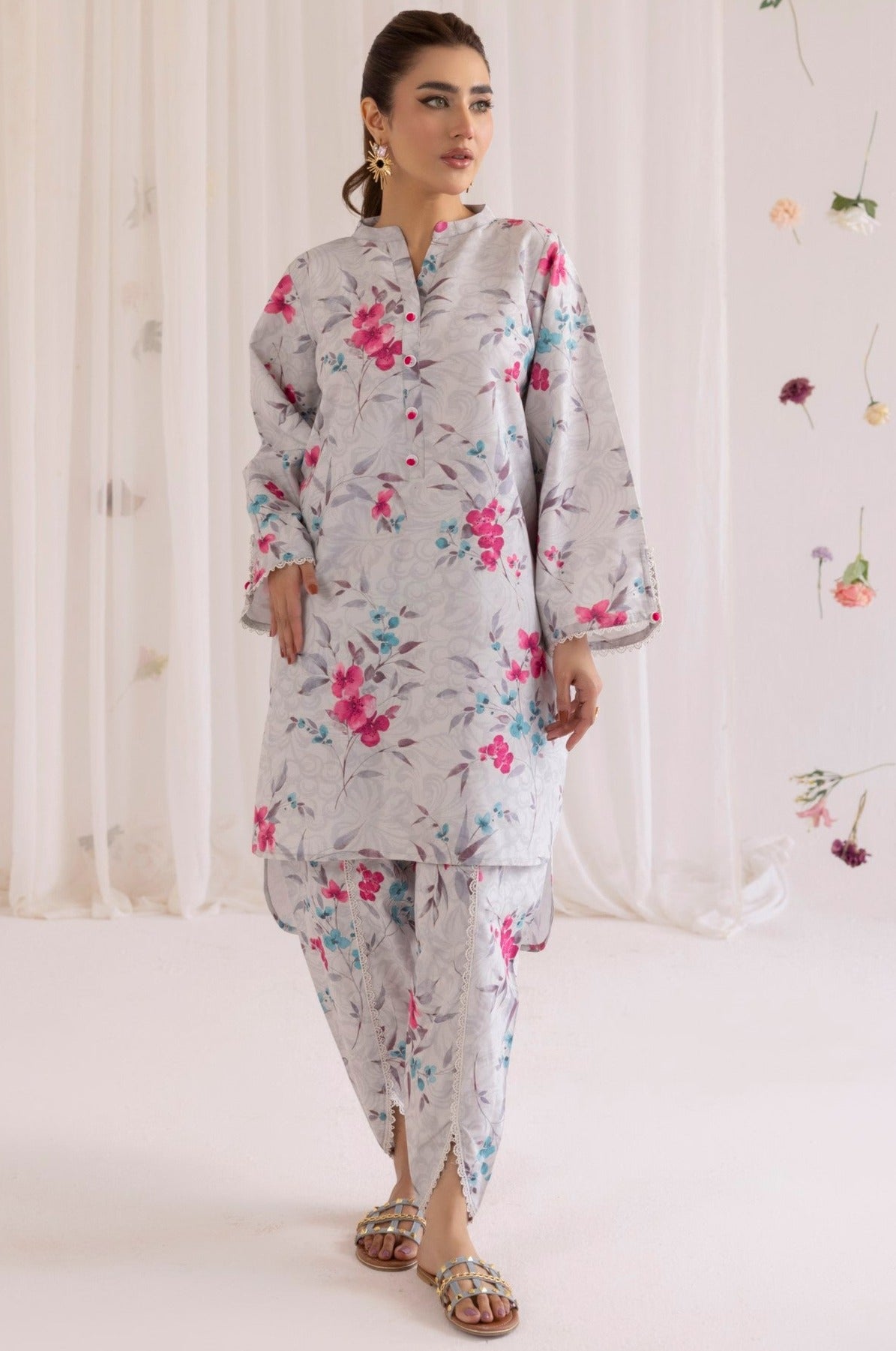 LPS-04 2PC SILK LAWN PRINTED STITCHED