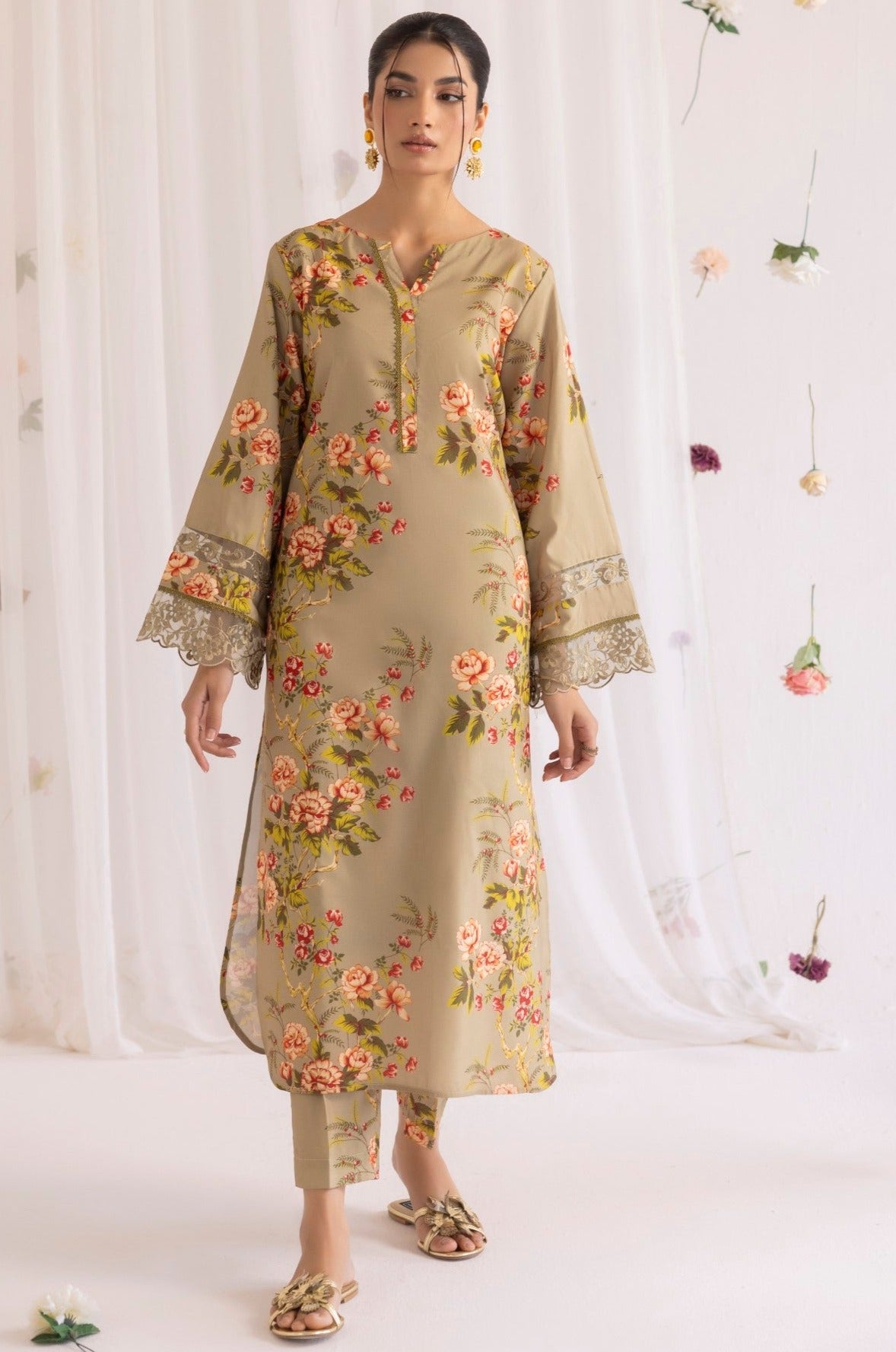 LPS-05 2PC SILK LAWN PRINTED STITCHED