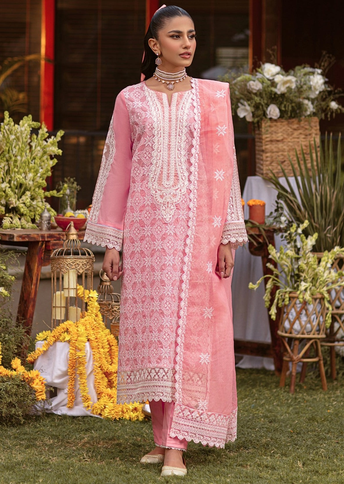 MGZ-12  3PC EMBROIDERED LAWN STITCHED/UNSTITCHED
