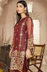 LEB-22-19 EMBOSS ORGANZA EMBROIDERED KURTI