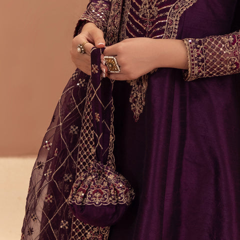 BMGS-29 EMBROIDERED RAW SILK BAGS (PURPLE)