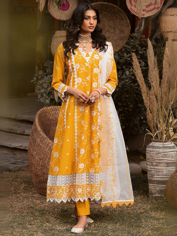MGZ-11  3PC EMBROIDERED LAWN  STITCHED