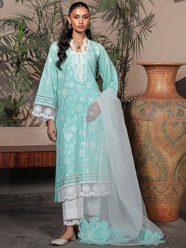 MGZ-09   3PC EMBROIDERED LAWN UNSTITCHED