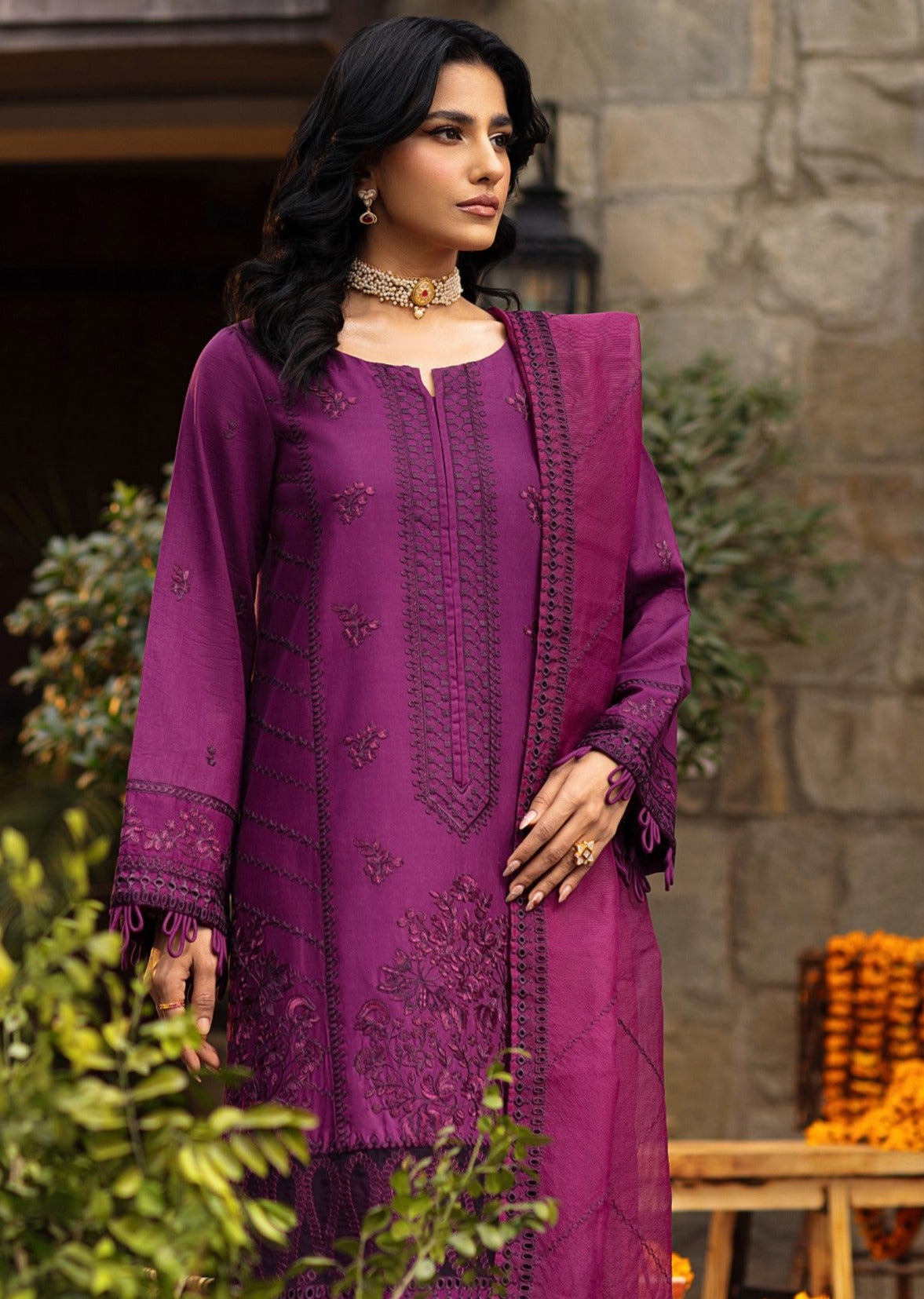 CM-02  3PC EMBROIDERED LAWN  UNSTITCHED
