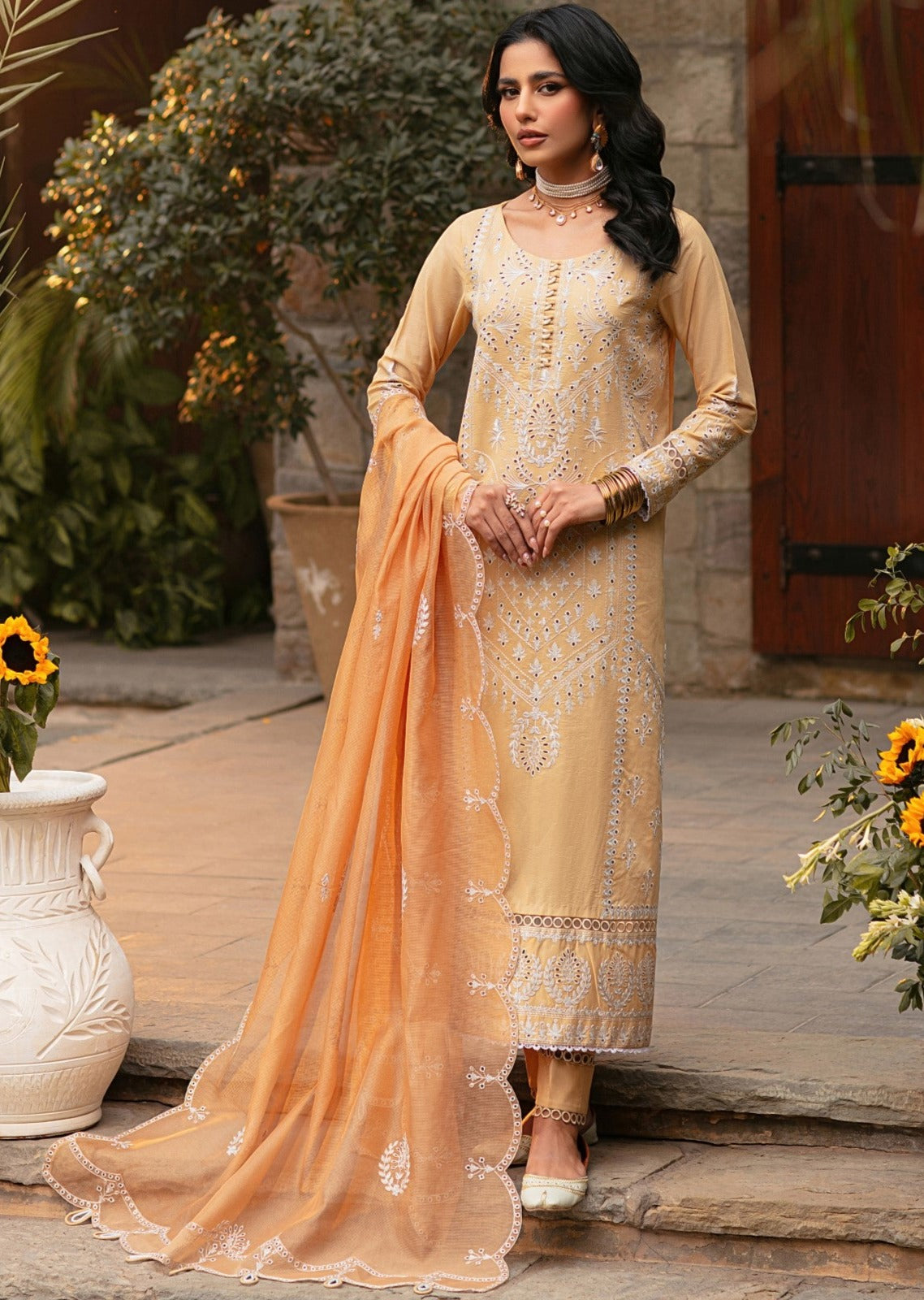 CM-05  3PC EMBROIDERED LAWN  STITCHED I UNSTITCHED
