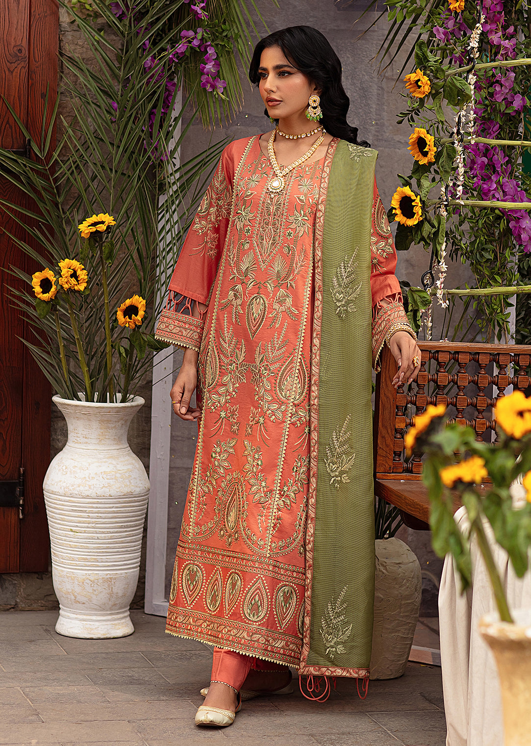 CM-09  3PC EMBROIDERED LAWN  STITCHED I UNSTITCHED