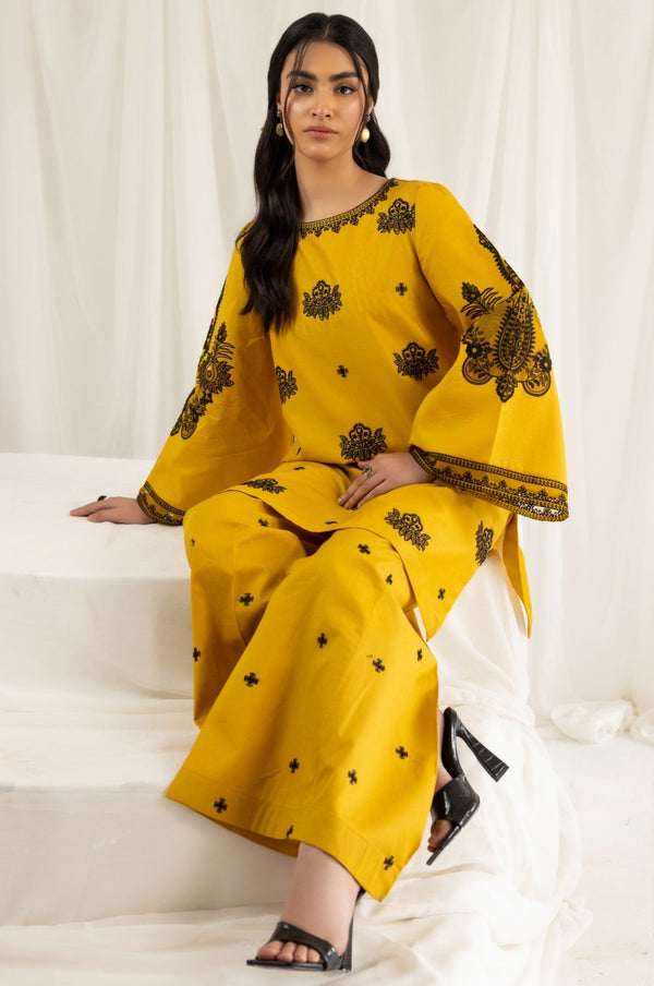 LEM-13 2PC EMBROIDERED LAWN STITCHED