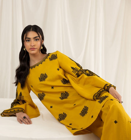 LEM-13 2PC EMBROIDERED LAWN STITCHED