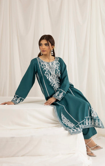 LEM-14 2PC EMBROIDERED LAWN STITCHED