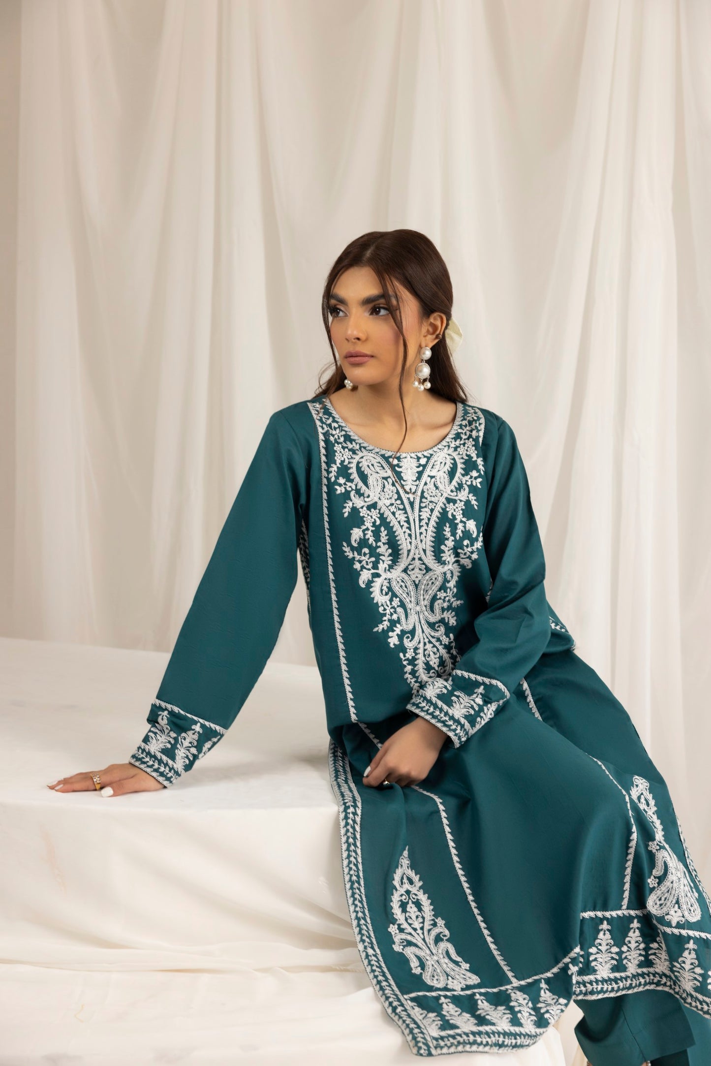 LEM-14 2PC EMBROIDERED LAWN STITCHED