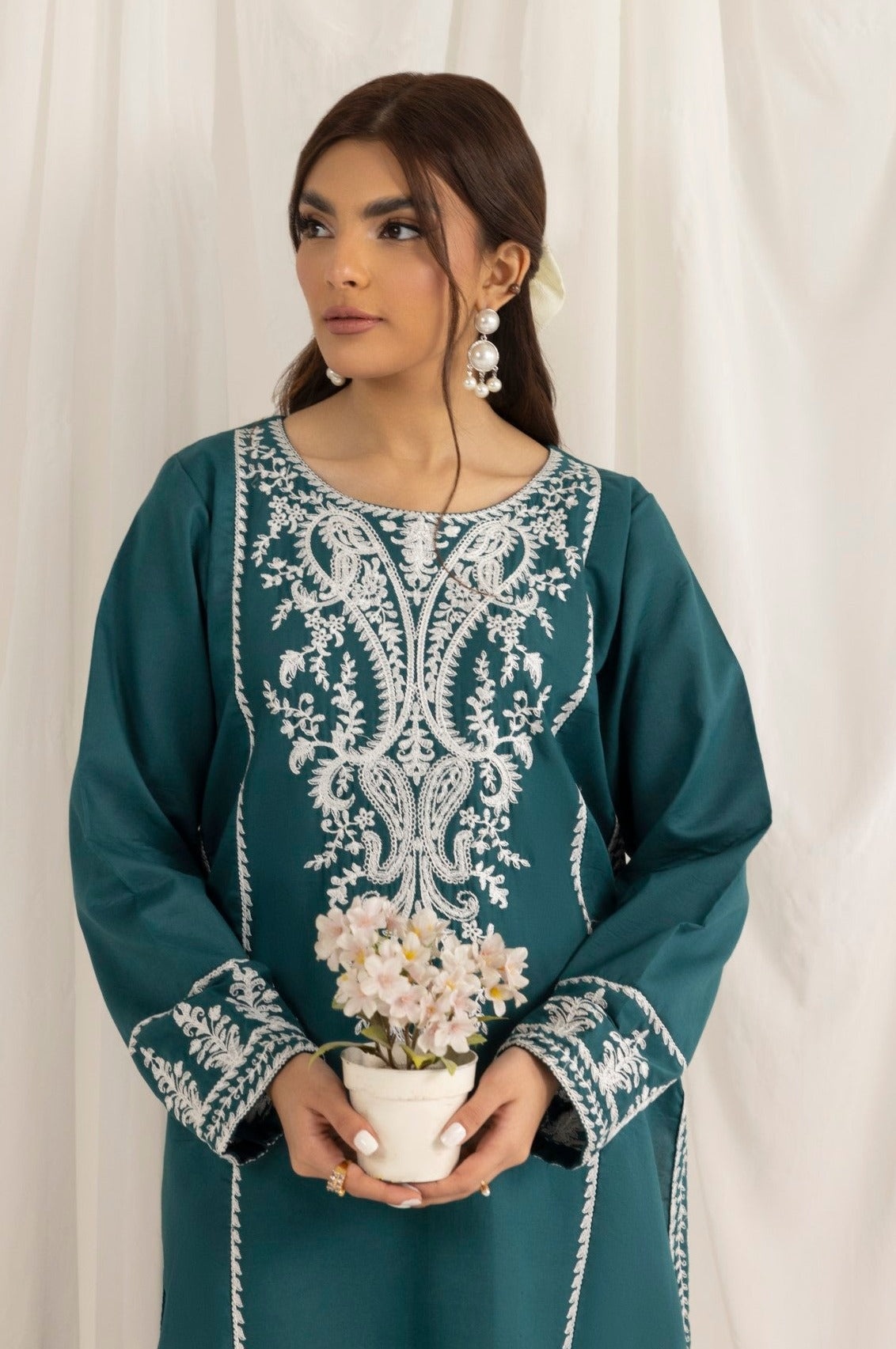LEM-14 2PC EMBROIDERED LAWN STITCHED