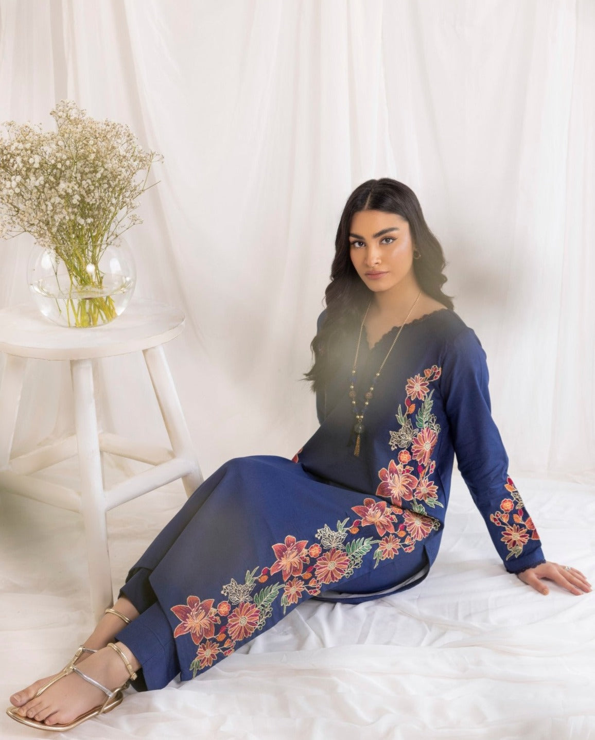 LEM-17 2PC EMBROIDERED LAWN STITCHED