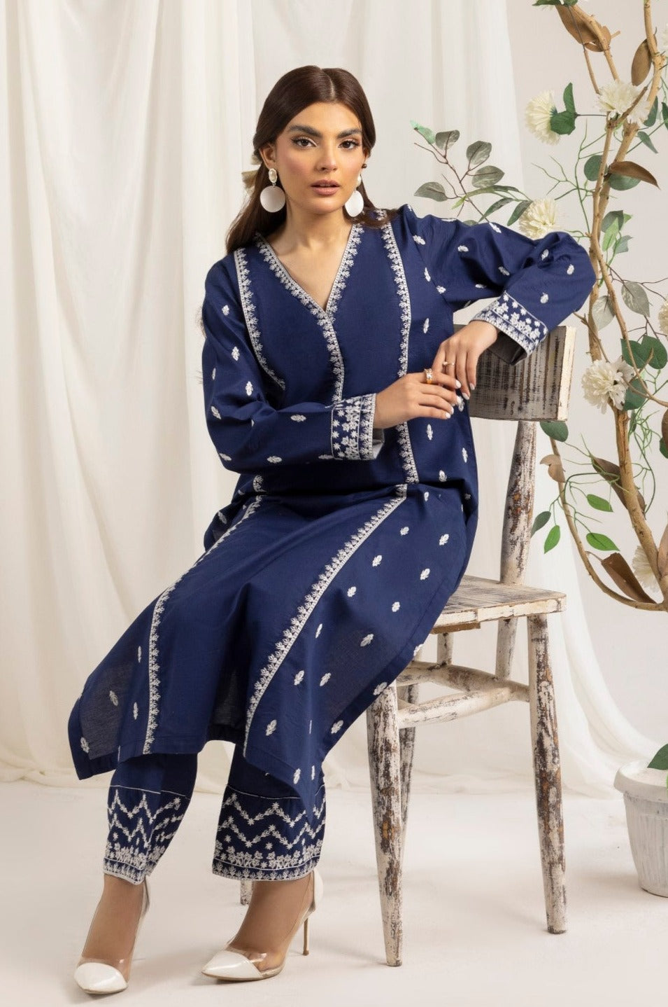 LEM-19 2PC EMBROIDERED LAWN STITCHED