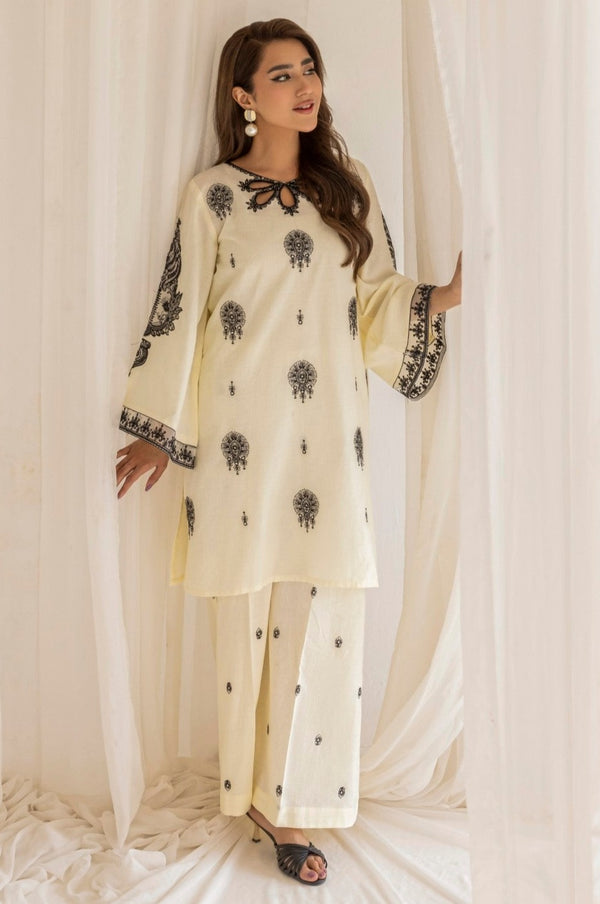 LEM-24  2PC EMBROIDERED LAWN STITCHED