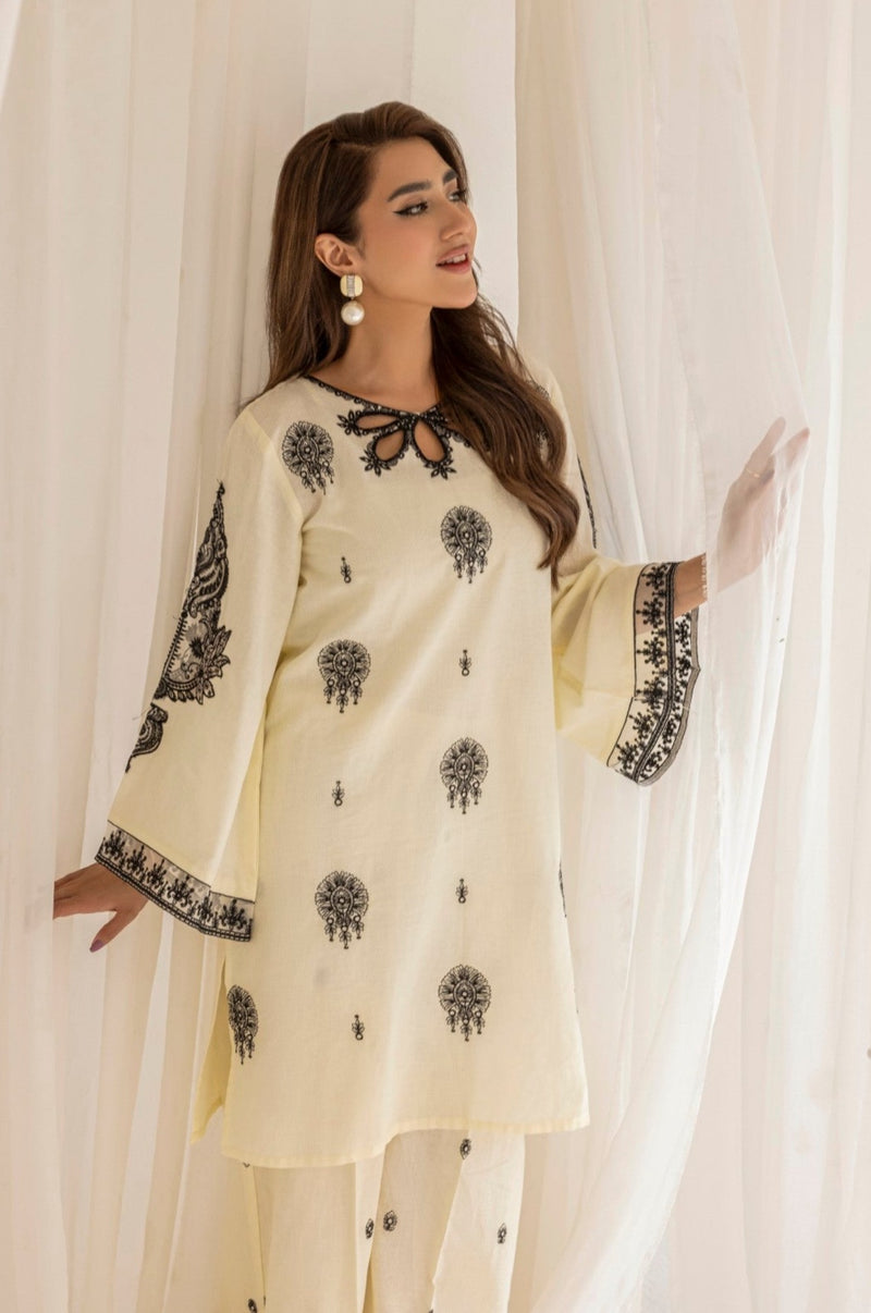 LEM-24  2PC EMBROIDERED LAWN STITCHED