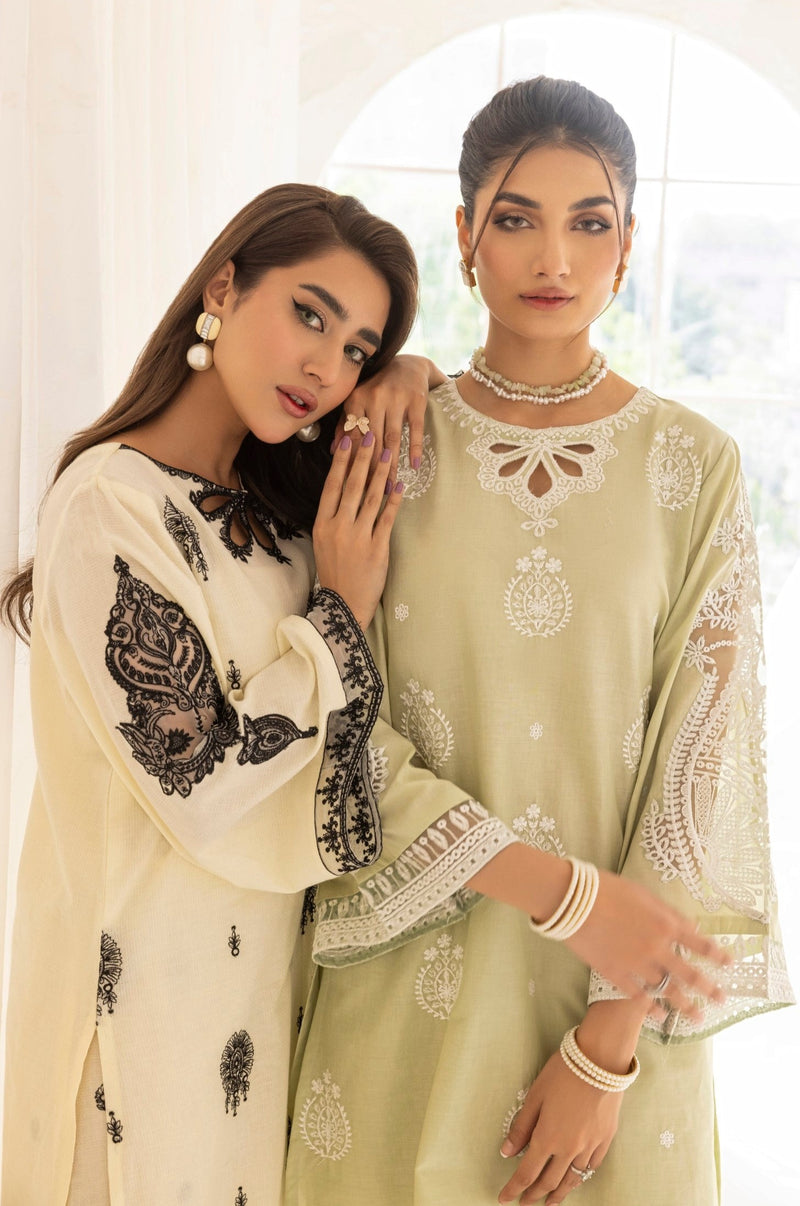 LEM-24  2PC EMBROIDERED LAWN STITCHED