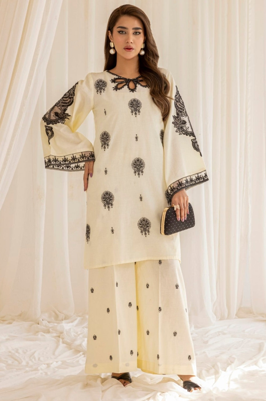 LEM-24  2PC EMBROIDERED LAWN STITCHED