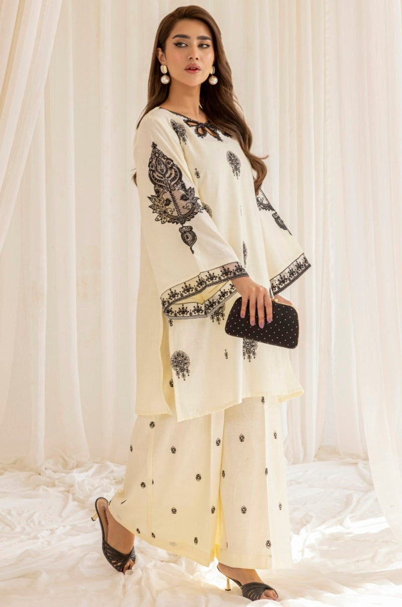 LEM-24  2PC EMBROIDERED LAWN STITCHED
