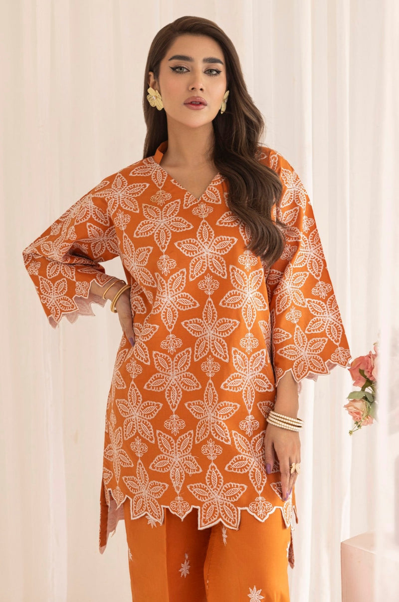 LEM-26 2PC EMBROIDERED LAWN STITCHED