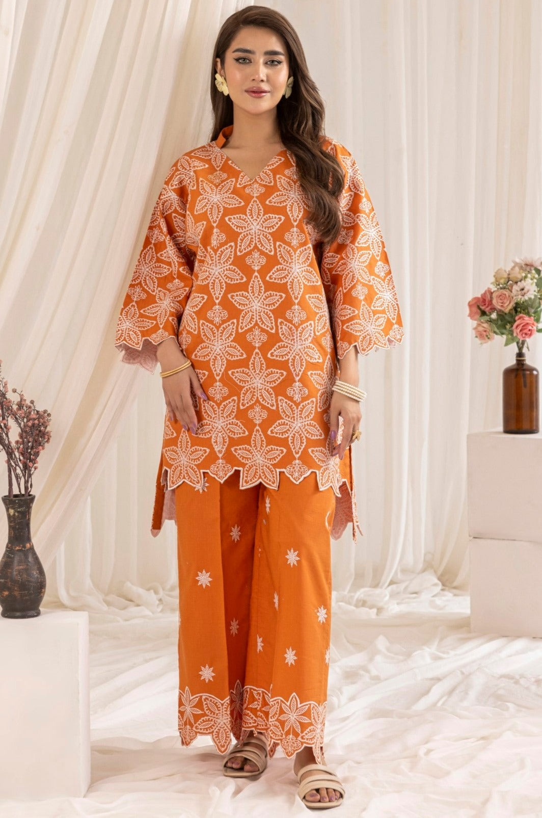 LEM-26 2PC EMBROIDERED LAWN STITCHED