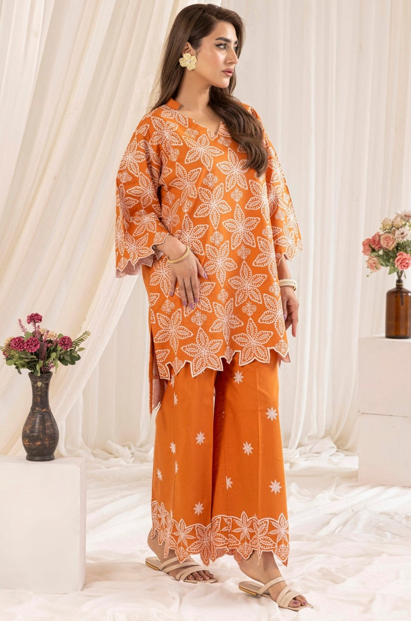 LEM-26 2PC EMBROIDERED LAWN STITCHED