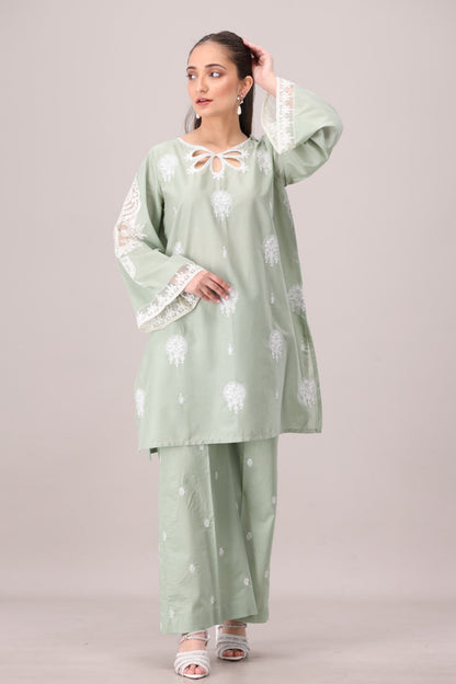 LEM-33 2PC EMBROIDERED LAWN STITCHED