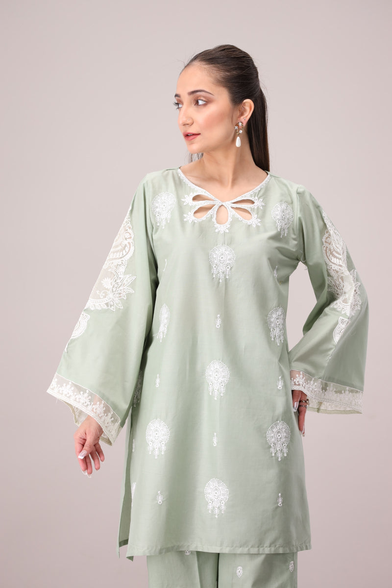 LEM-33 2PC EMBROIDERED LAWN STITCHED