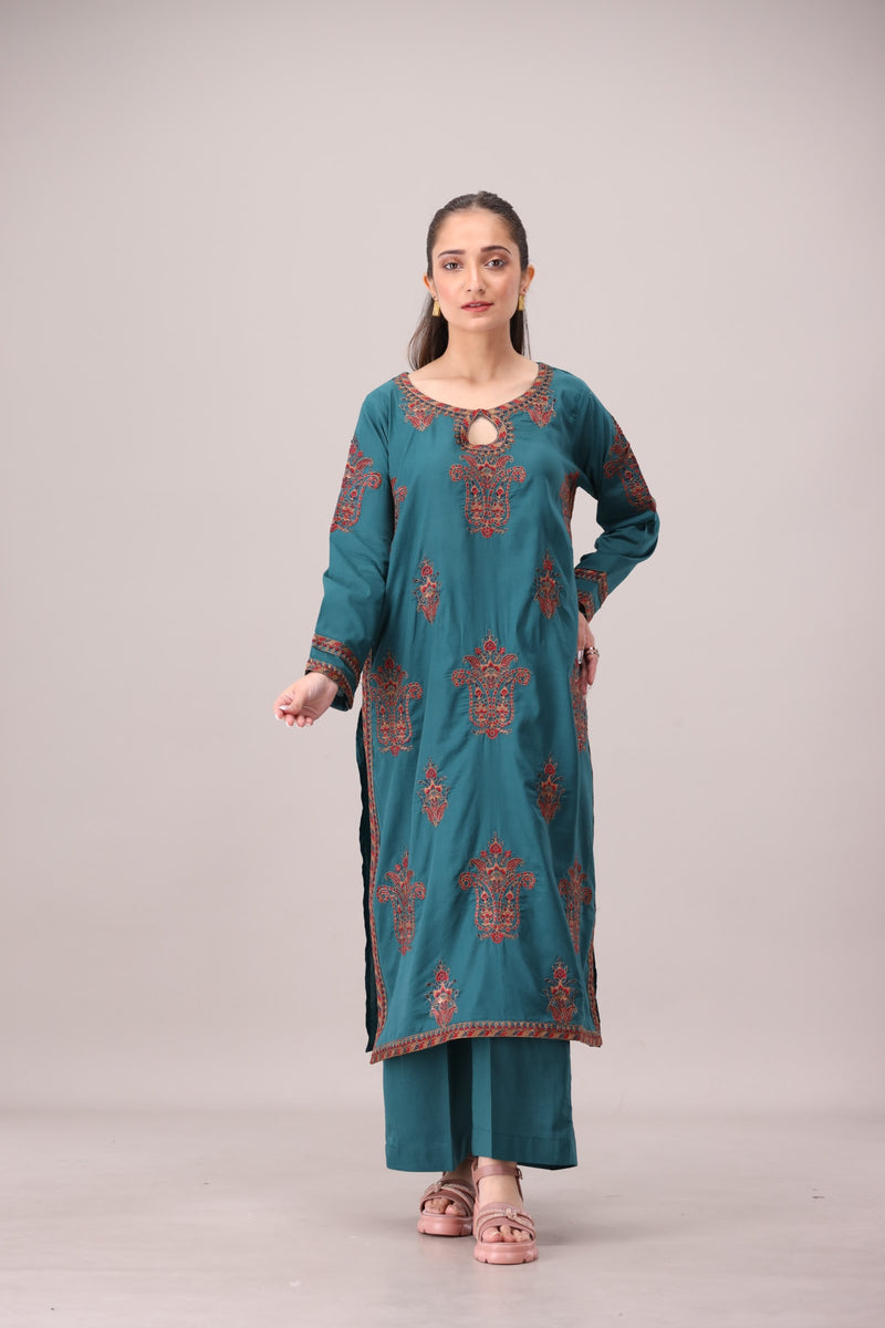 LEM-34 2PC EMBROIDERED LAWN STITCHED