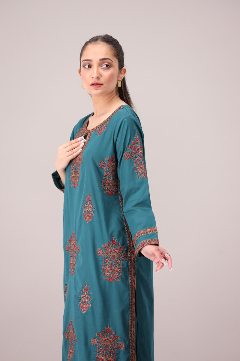 LEM-34 2PC EMBROIDERED LAWN STITCHED