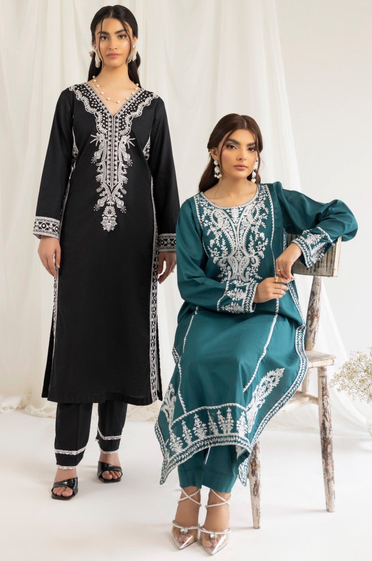 LEM-14 2PC EMBROIDERED LAWN STITCHED