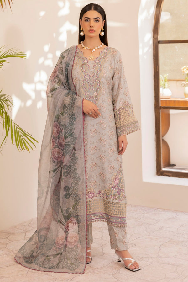 LP-01 LAWN PRINTED EMBROIDERED 3PC STITCHED