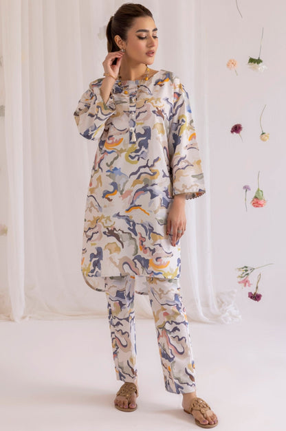 LPS-03 2PC SILK LAWN PRINTED STITCHED