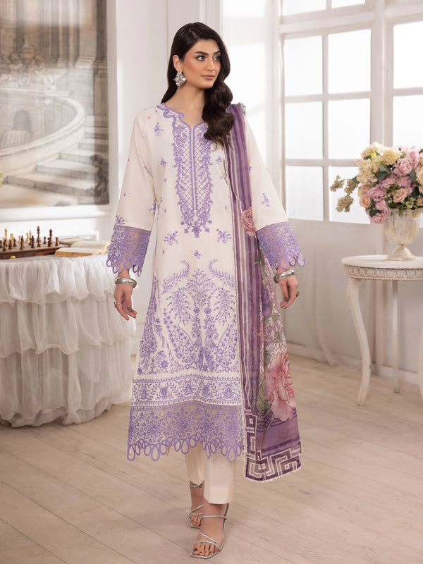 ZE-09 LAWN EMBROIDERED 3PC STITCHED/UNSTITCHED