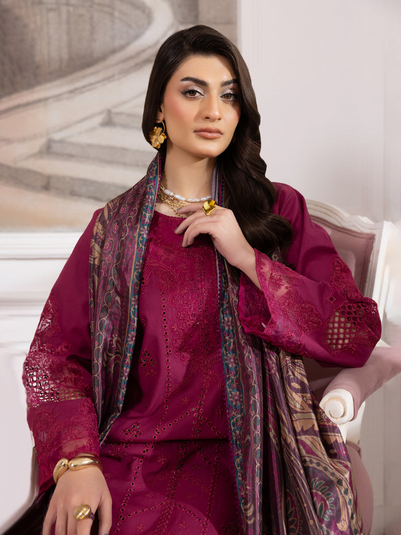 ZE-06 LAWN EMBROIDERED 3PC STITCHED/UNSTITCHED