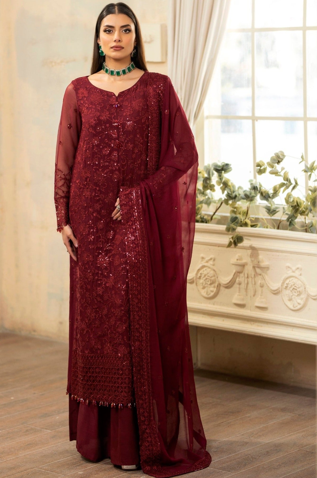 RAAZ-E-ISHQ - PAKISTANI CHIFFON EMBROIDERED DRESS - DESIGN CODE 06 – Insiya  by Saira Jawad