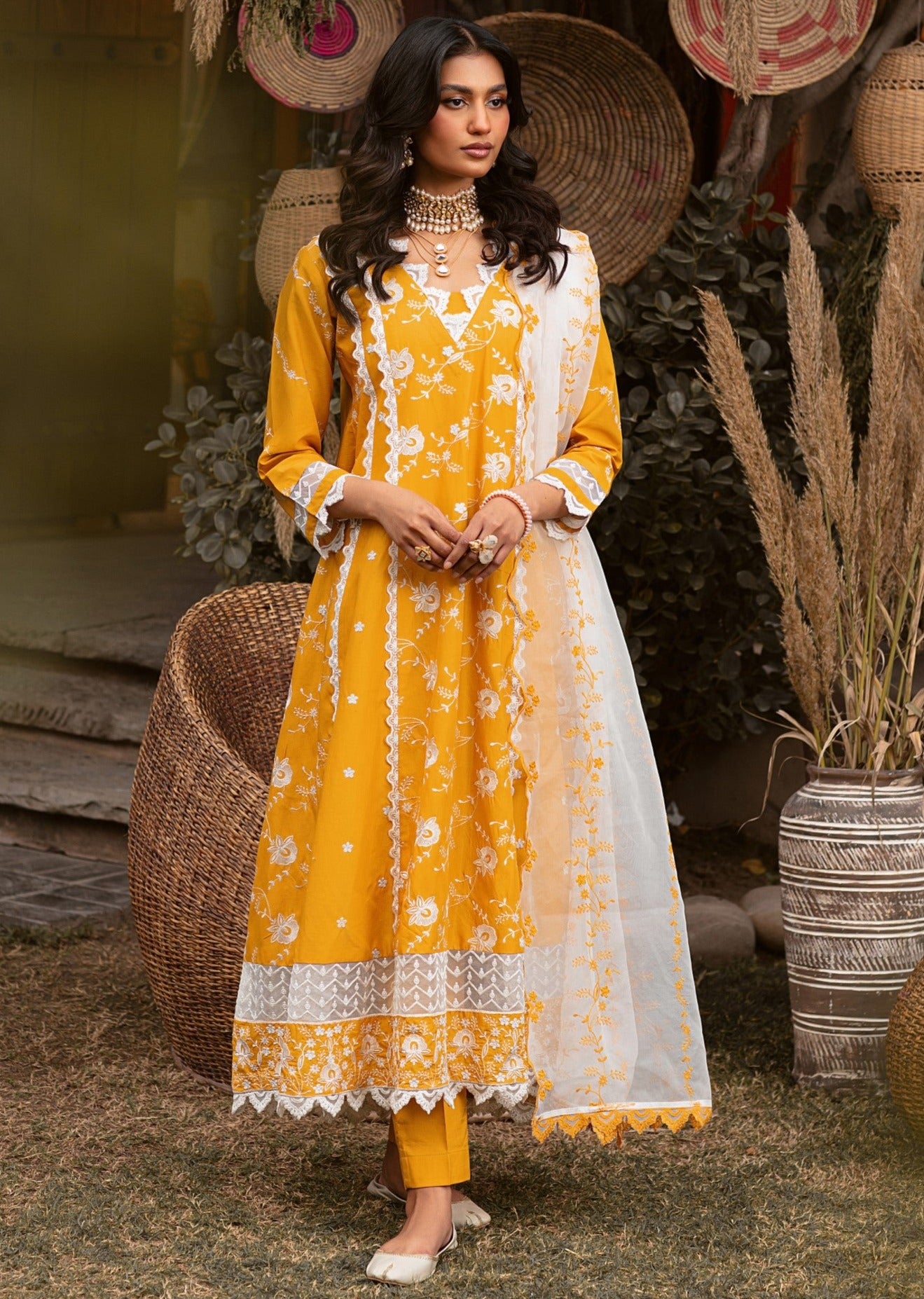 MGZ-11  3PC EMBROIDERED LAWN  STITCHED