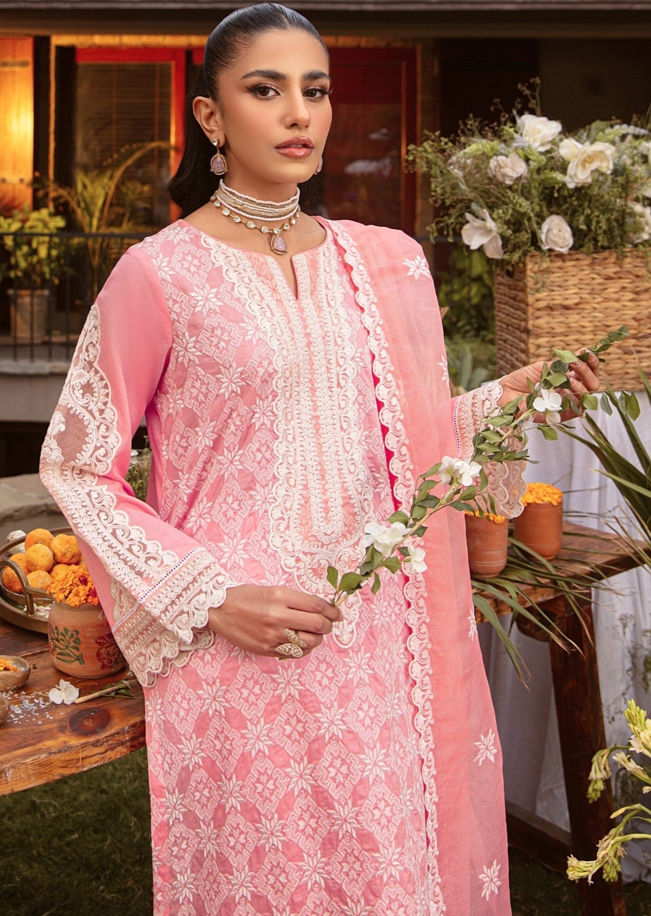 MGZ-12  3PC EMBROIDERED LAWN STITCHED/UNSTITCHED