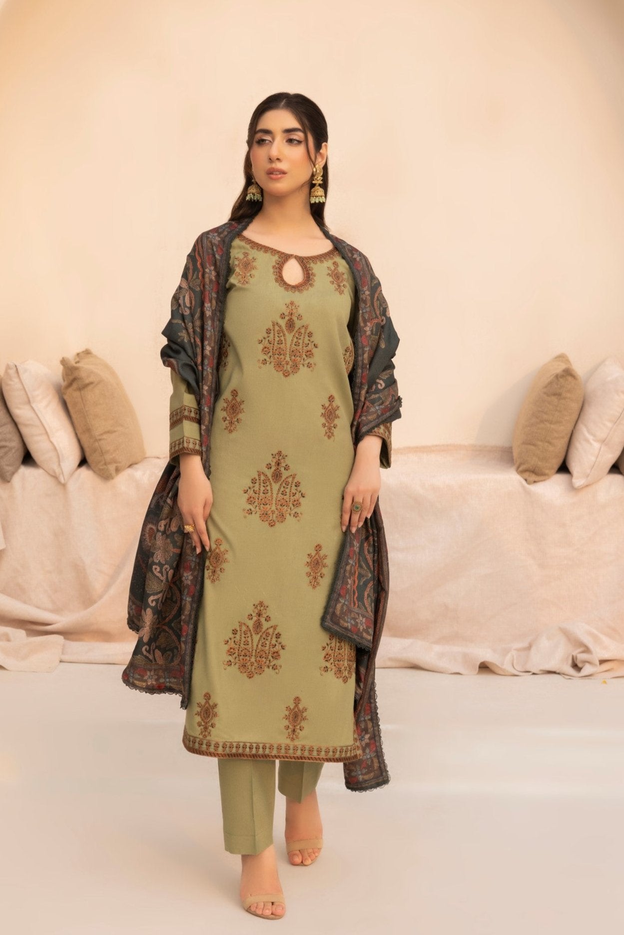 MWD-09 DHANAK 3PC STITCHED/UNSTITCHED