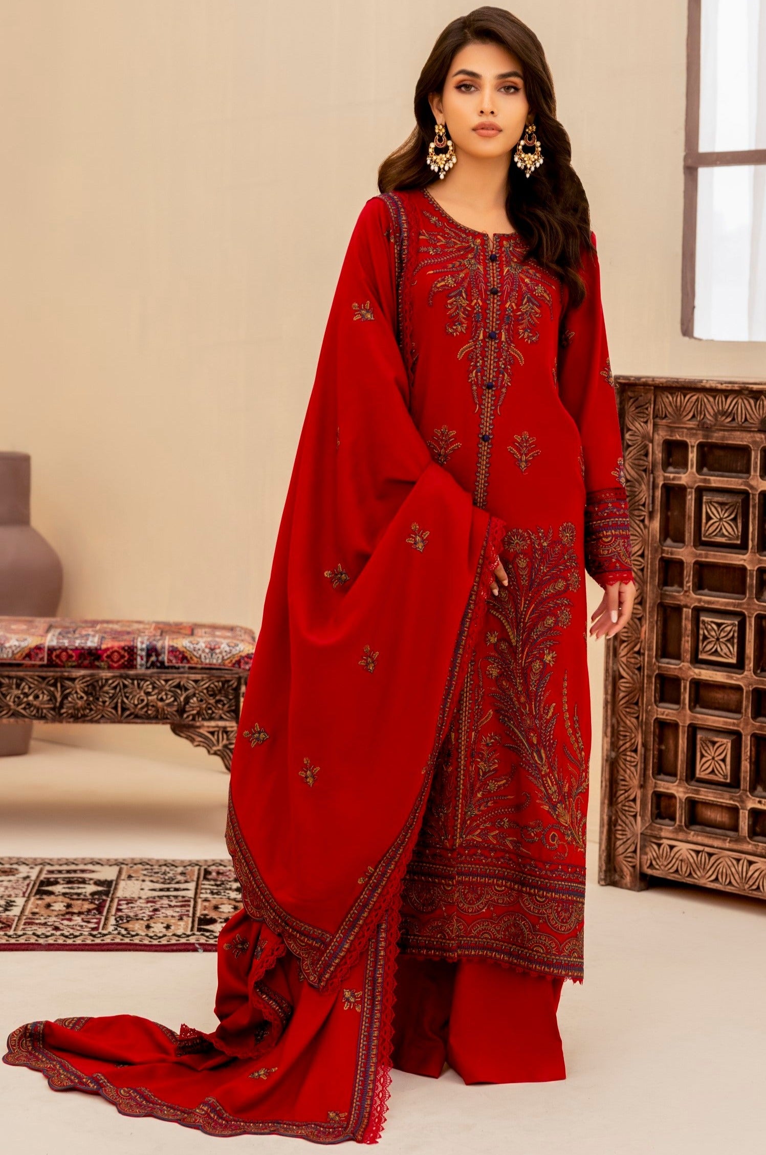 Red Cotton Salwar Suits: Buy Latest Designs Online | Utsav Fashion