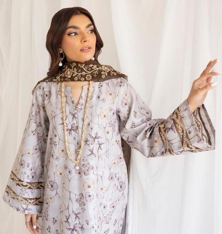 PLS-122  3PC SILK LAWN STITCHED