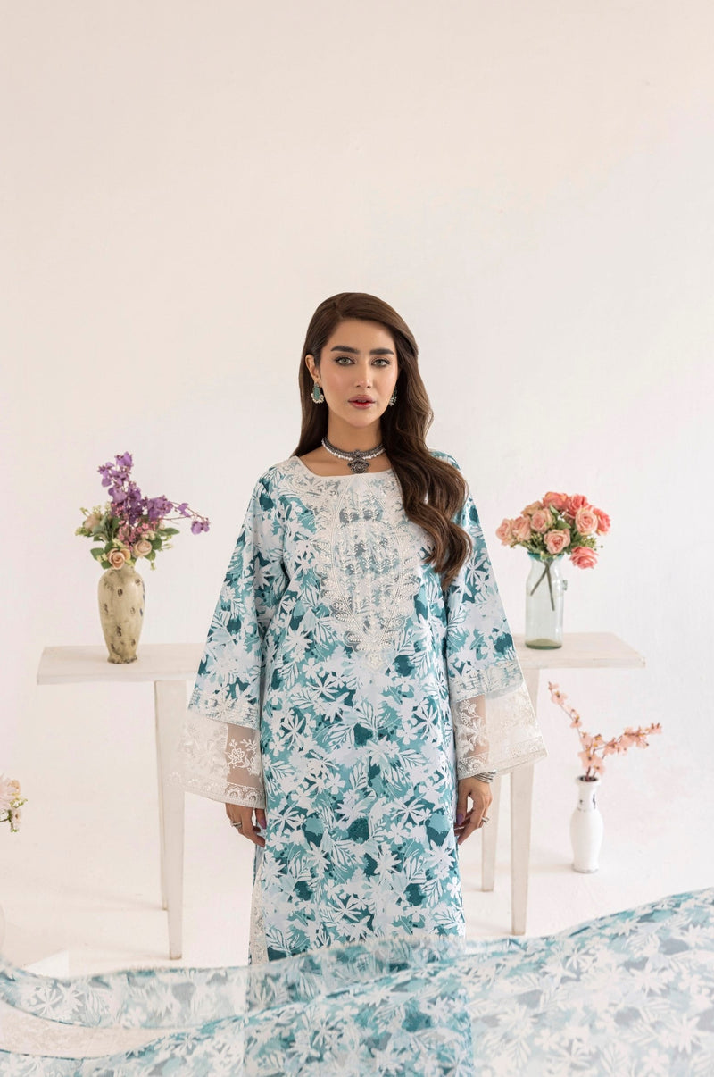 PLS-124 3PC SILK LAWN STITCHED