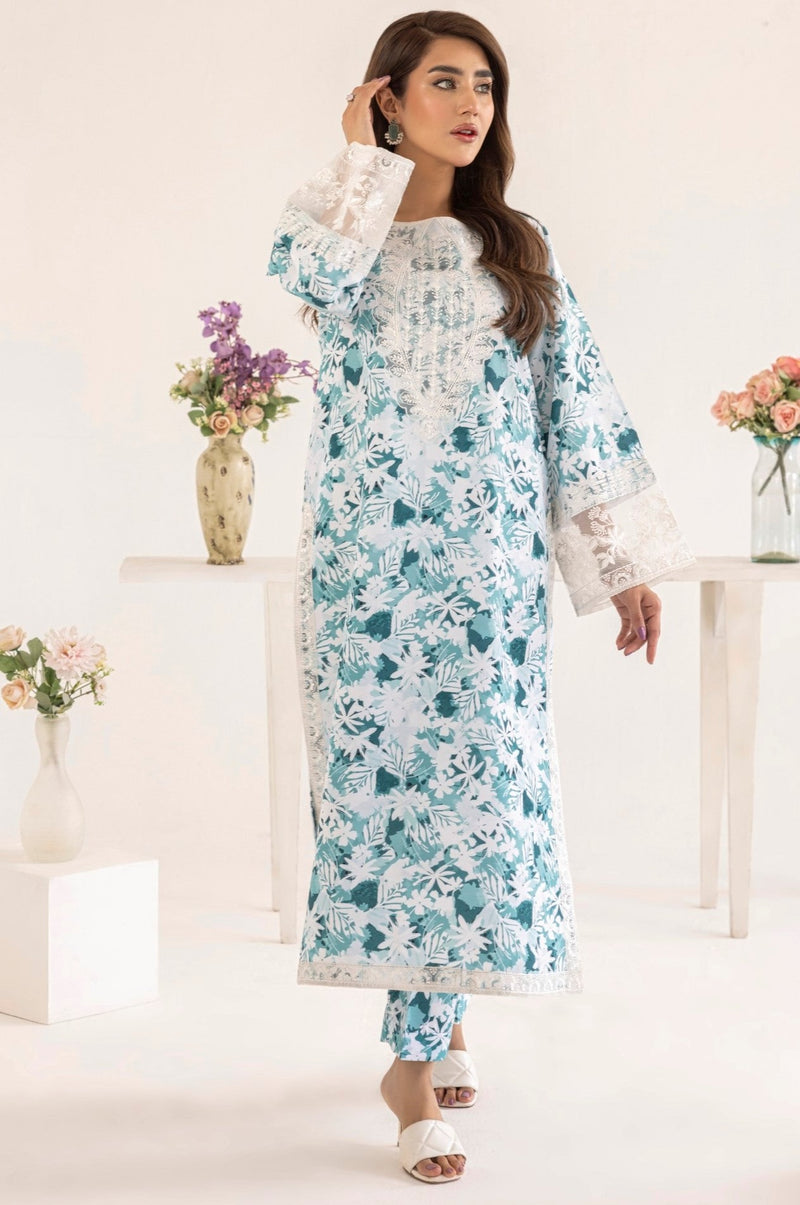 PLS-124 3PC SILK LAWN STITCHED