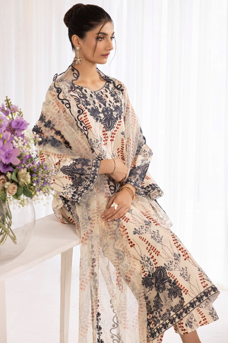 PLS-125 3PC SILK LAWN STITCHED