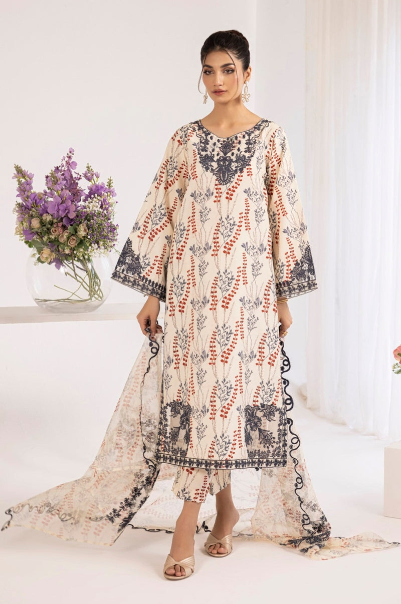 PLS-125 3PC SILK LAWN STITCHED