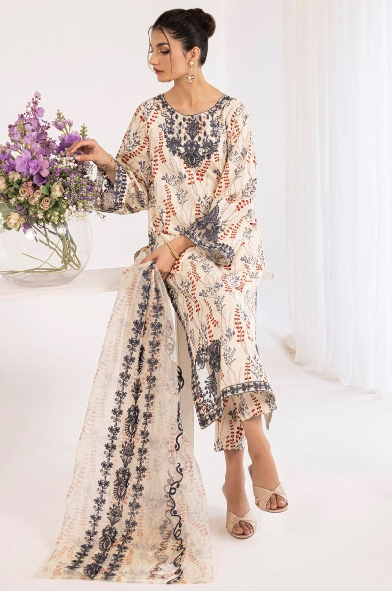 PLS-125 3PC SILK LAWN STITCHED