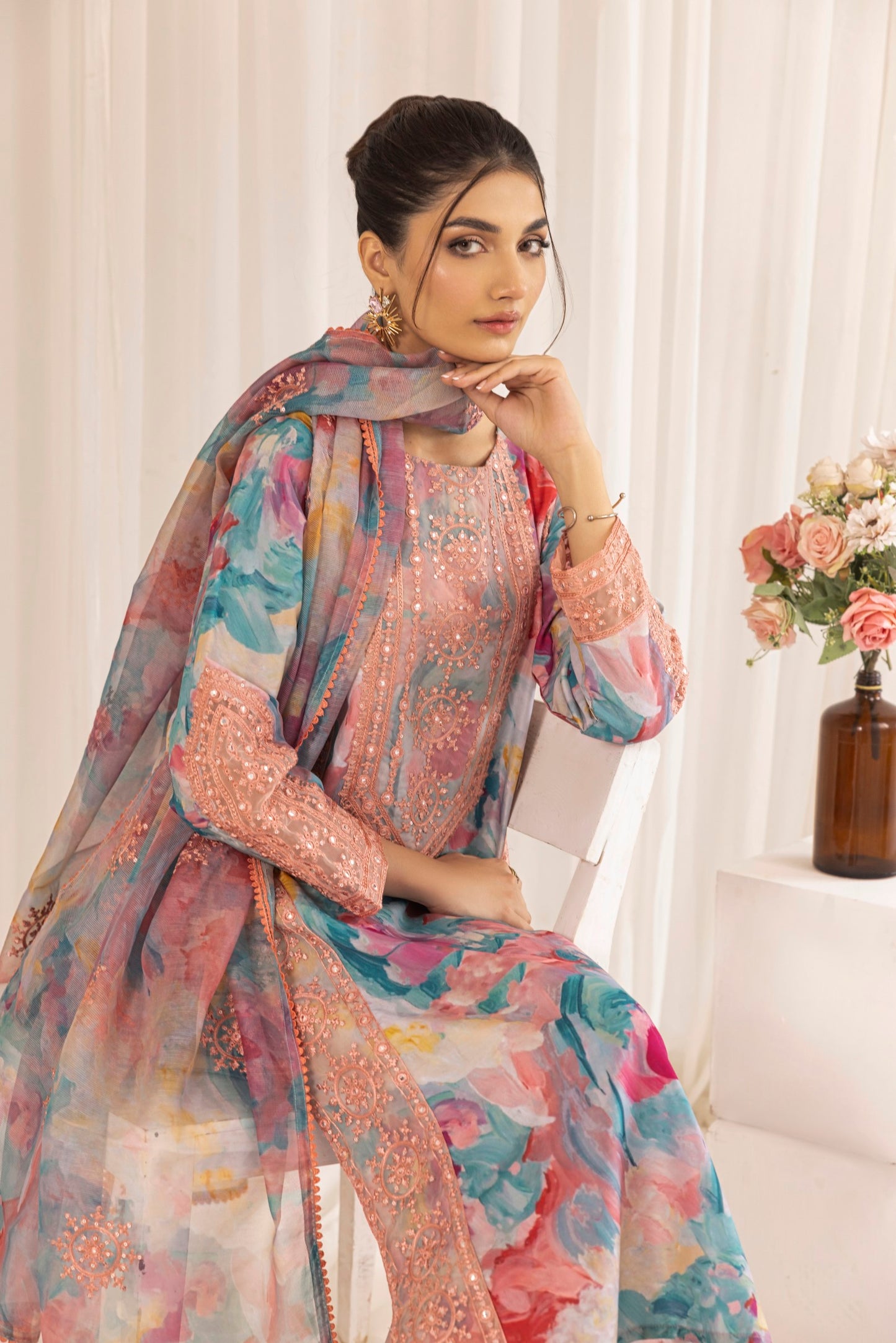 PLS-126 3PC SILK LAWN STITCHED I UNSTITCHED