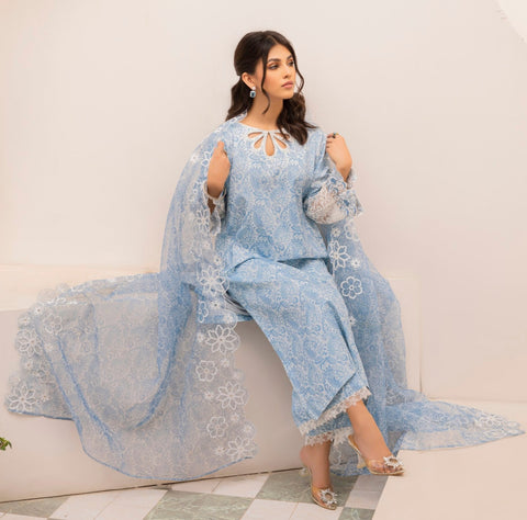 PLS-30  3PC SILK LAWN   STITCHED