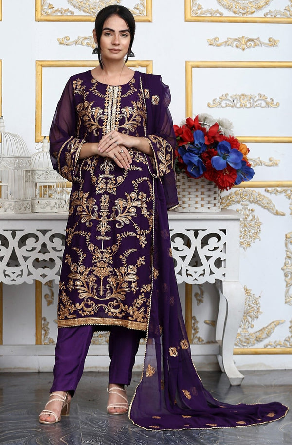 SMEC-29 3PC CHIFFON STITCHED